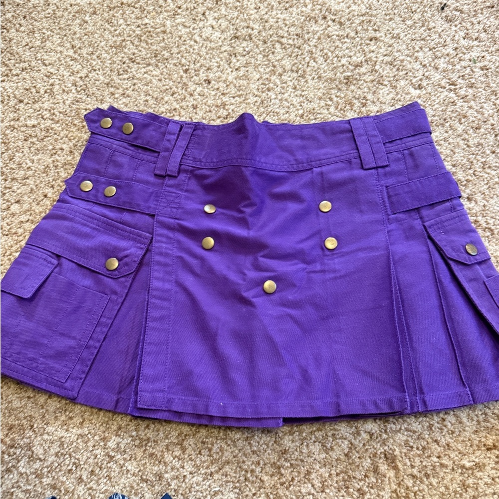 Purple Women's Skirt with Button Details